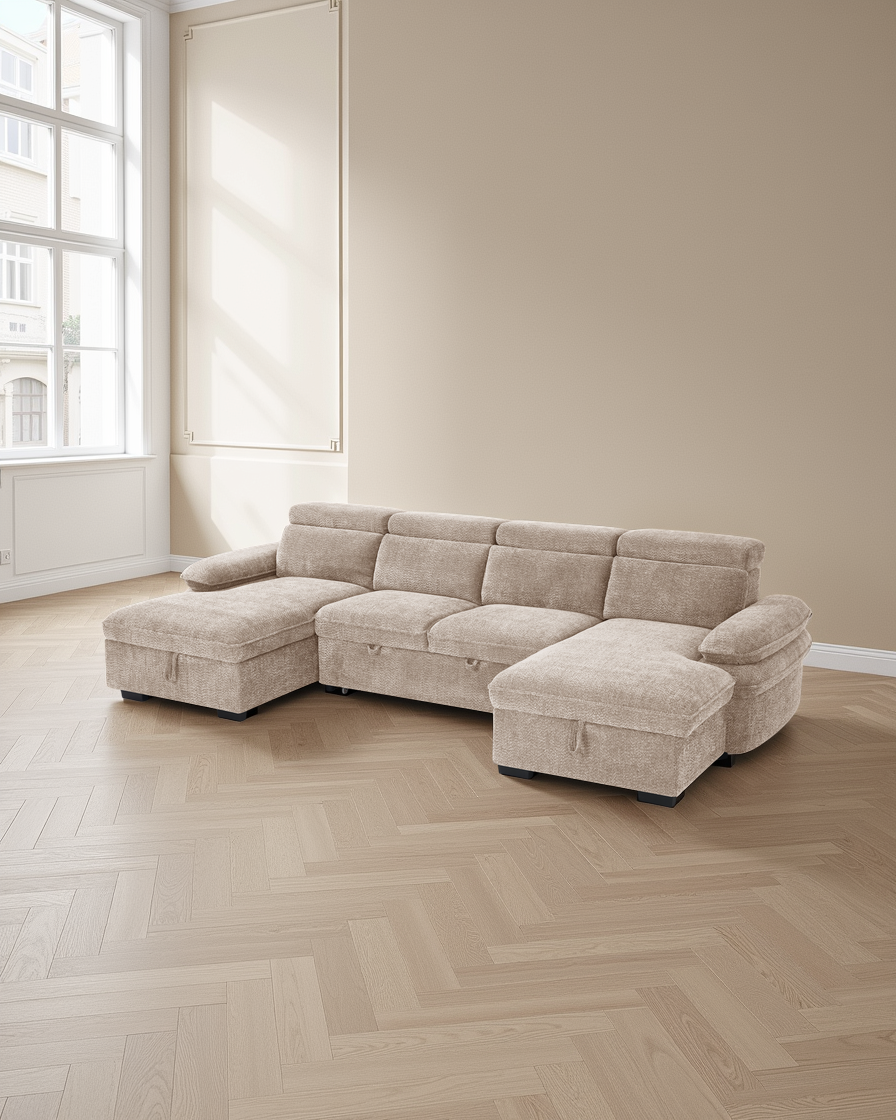 Valencia Sofabed Beige U Shape Corner
