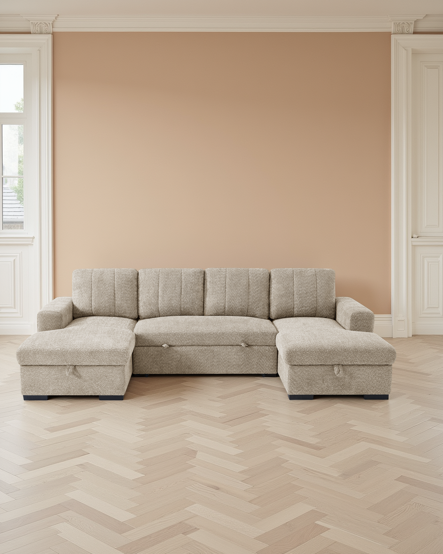 Warsaw Sofabed Beige U Shape Corner