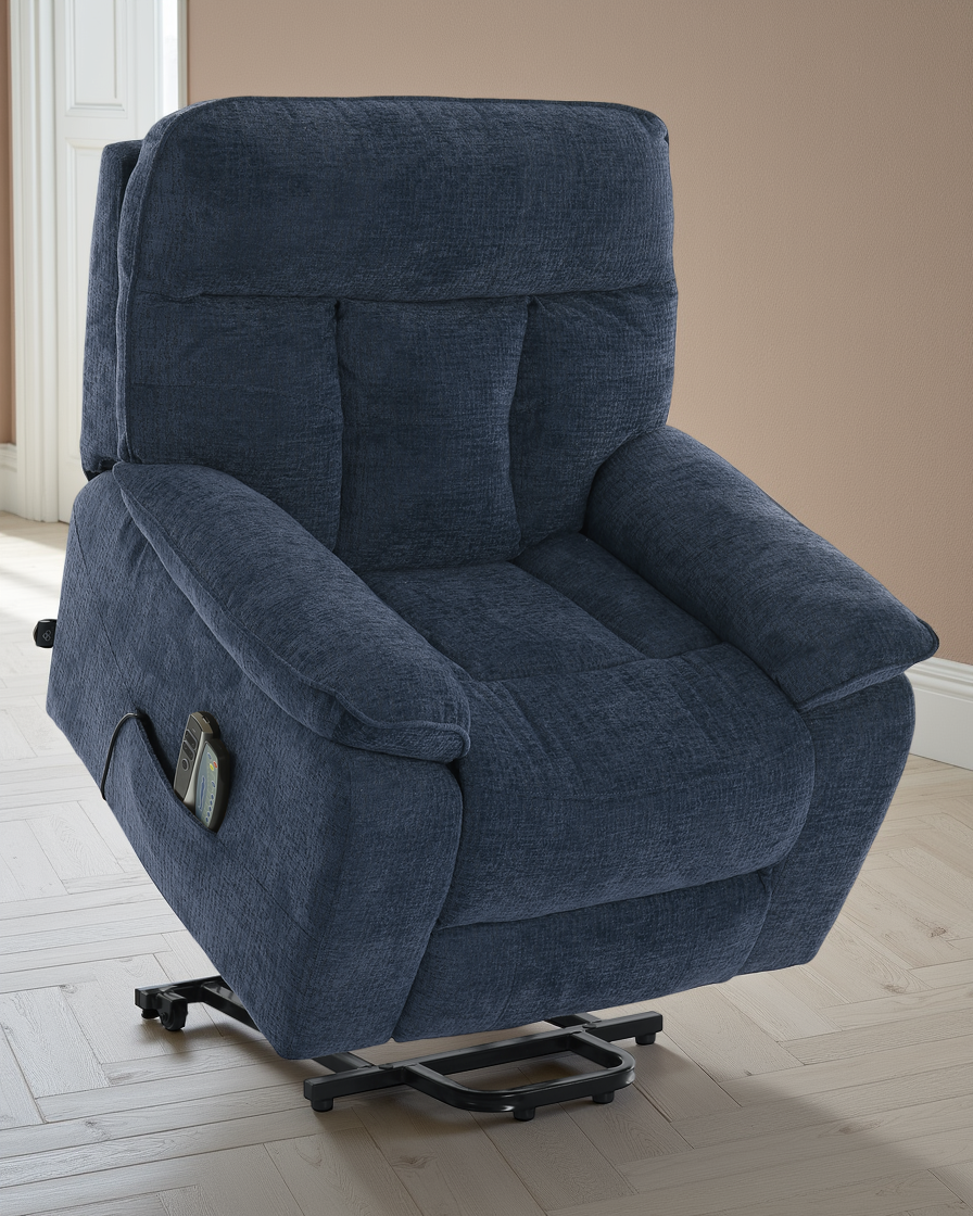 Amsterdam Rise and Recline Massage Chair Blue