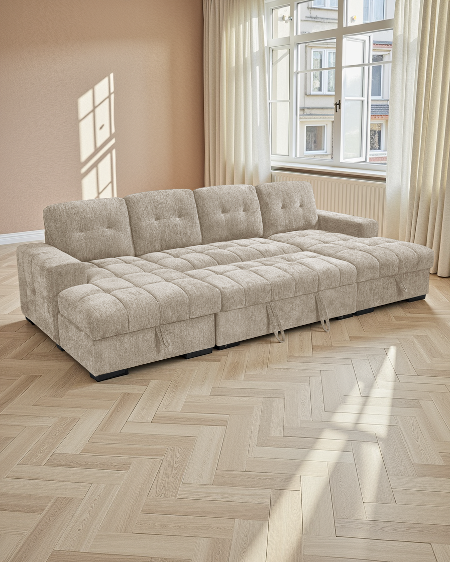 Oslo Sofabed Beige U Shape Corner