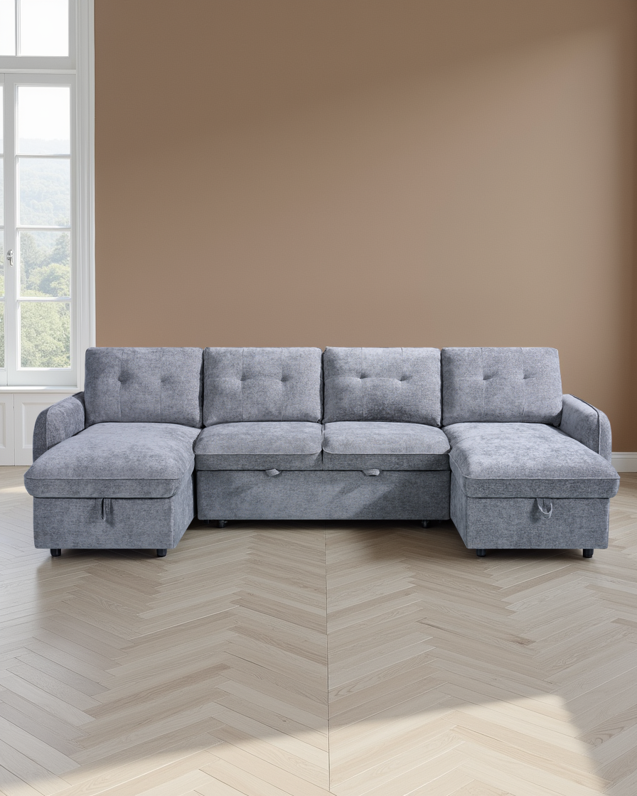 Liverpool Sofabed Grey U Shape Corner