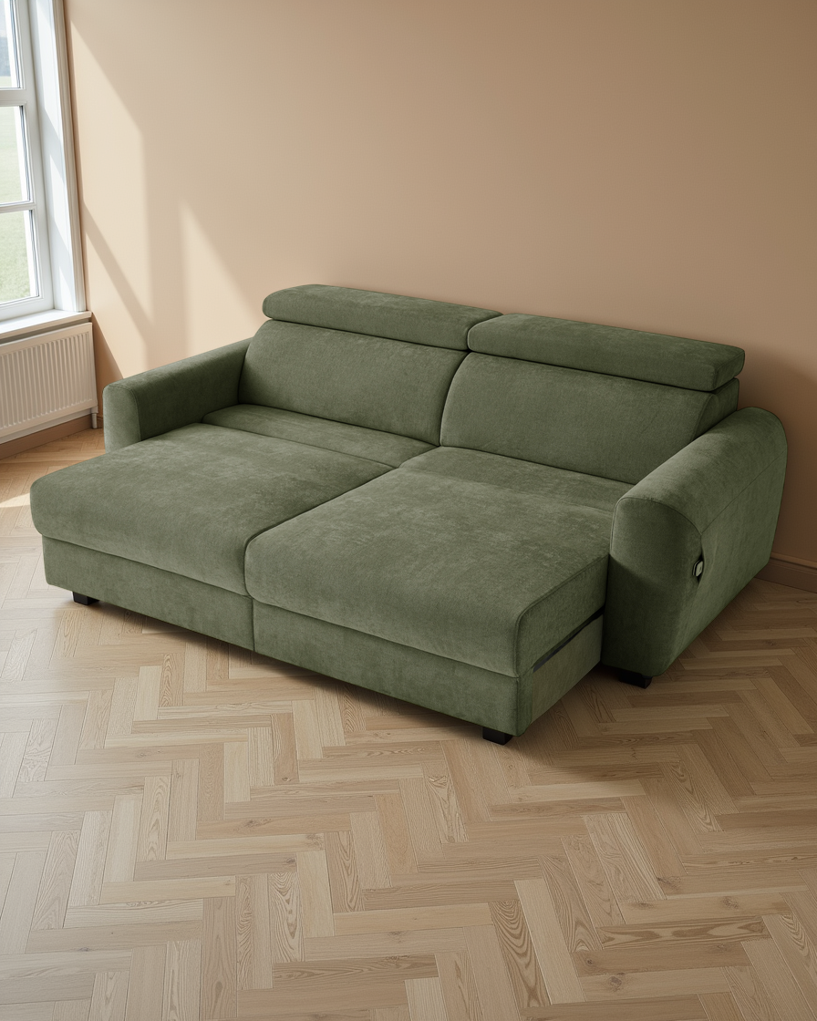 Rotterdam Electric Sofabed Green 3 Seater