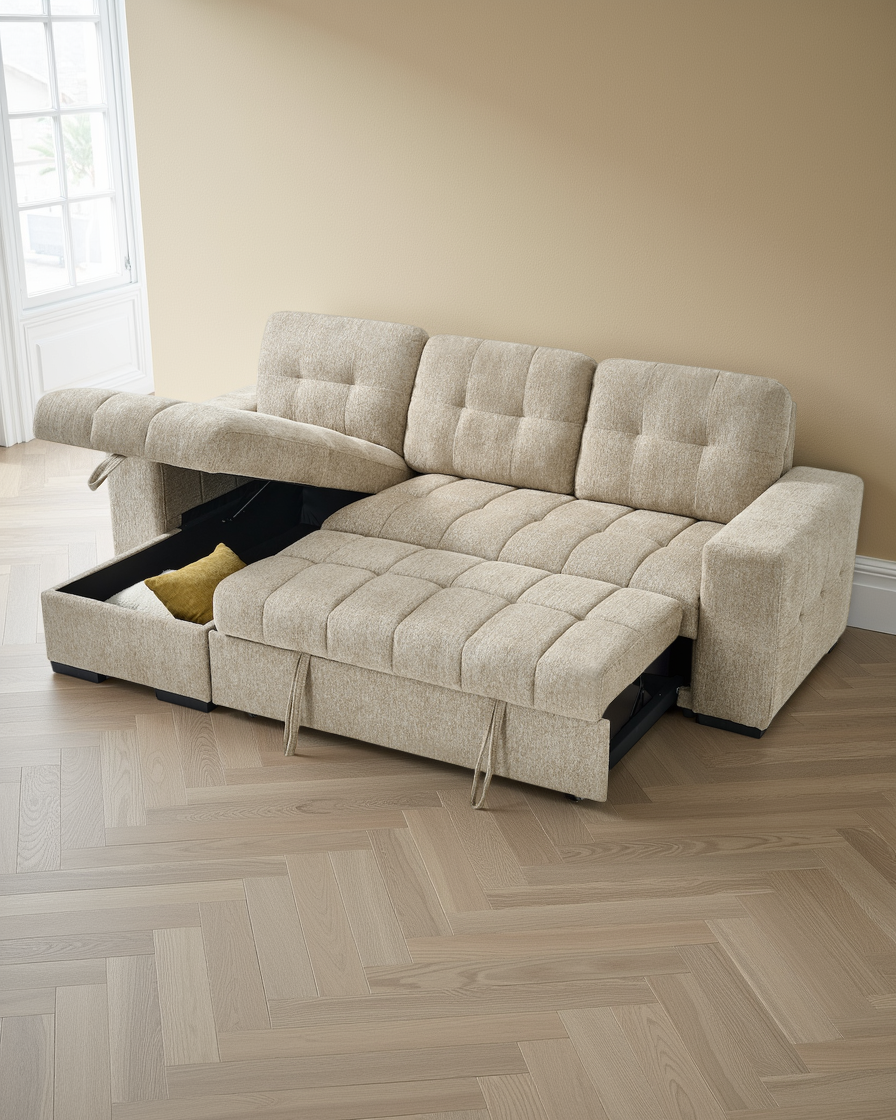 Oslo Universal Corner Sofabed Beige
