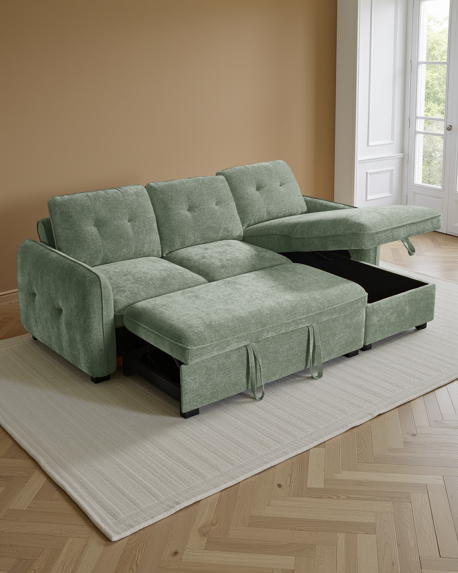 Liverpool Sofabed Green Universal Corner