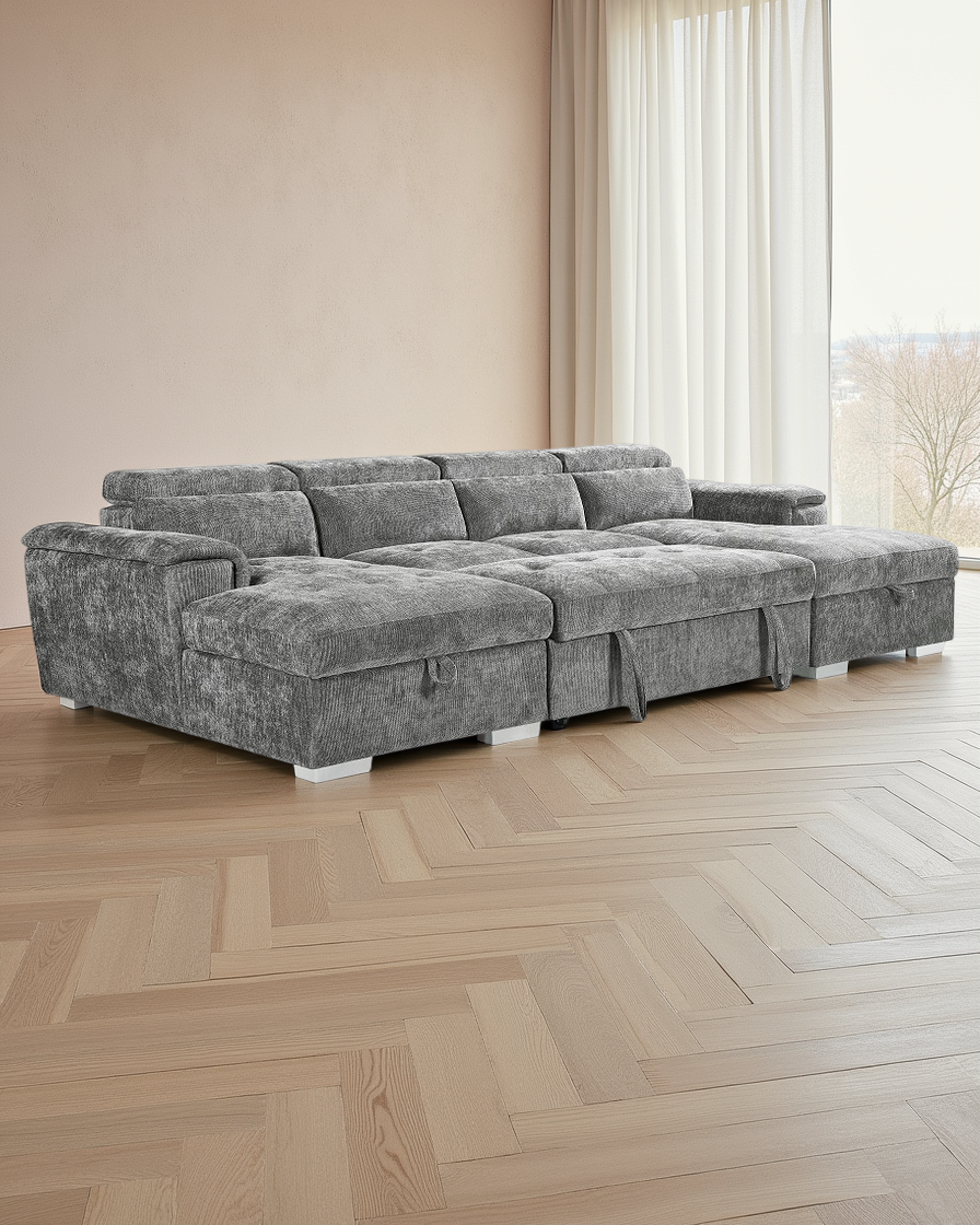 London Sofabed Grey U Shape Corner