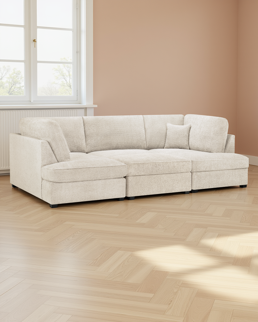Prague Sofa Boucle Beige U Shape Corner