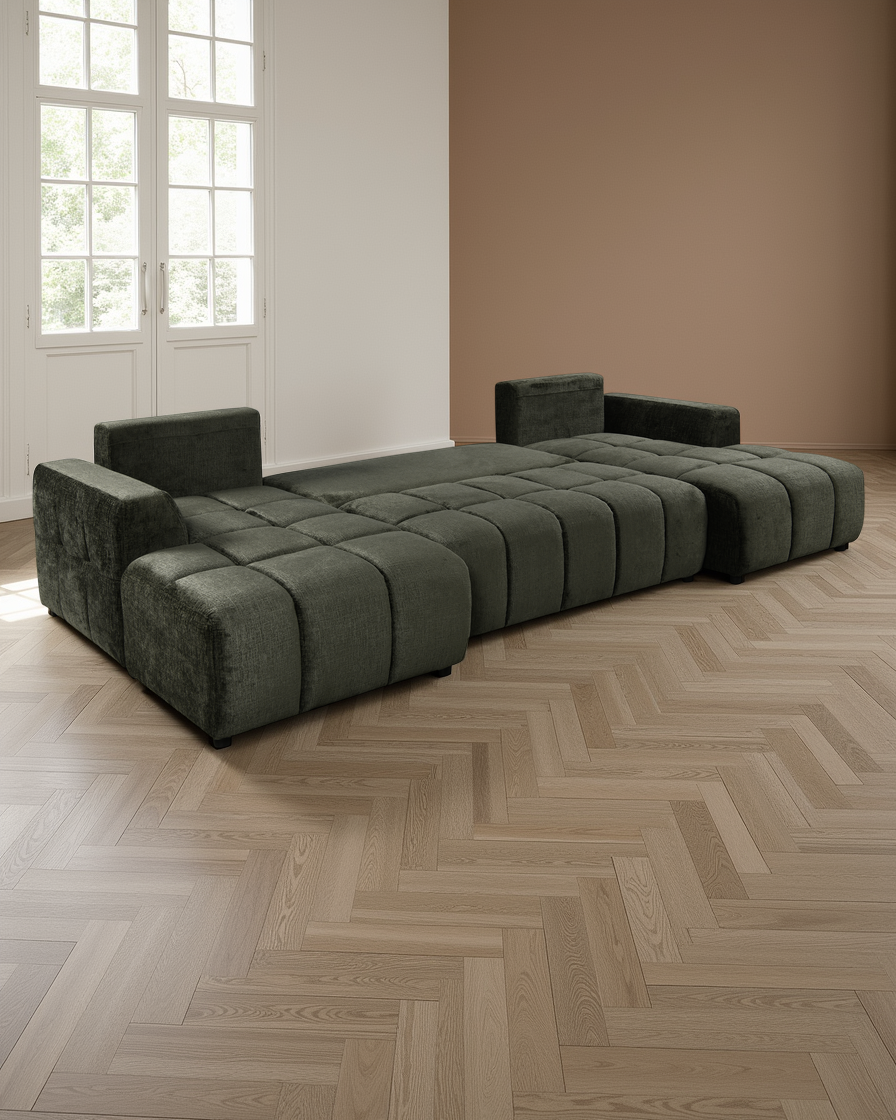 Helsinki Luxury Green U Shape Corner Sofabed