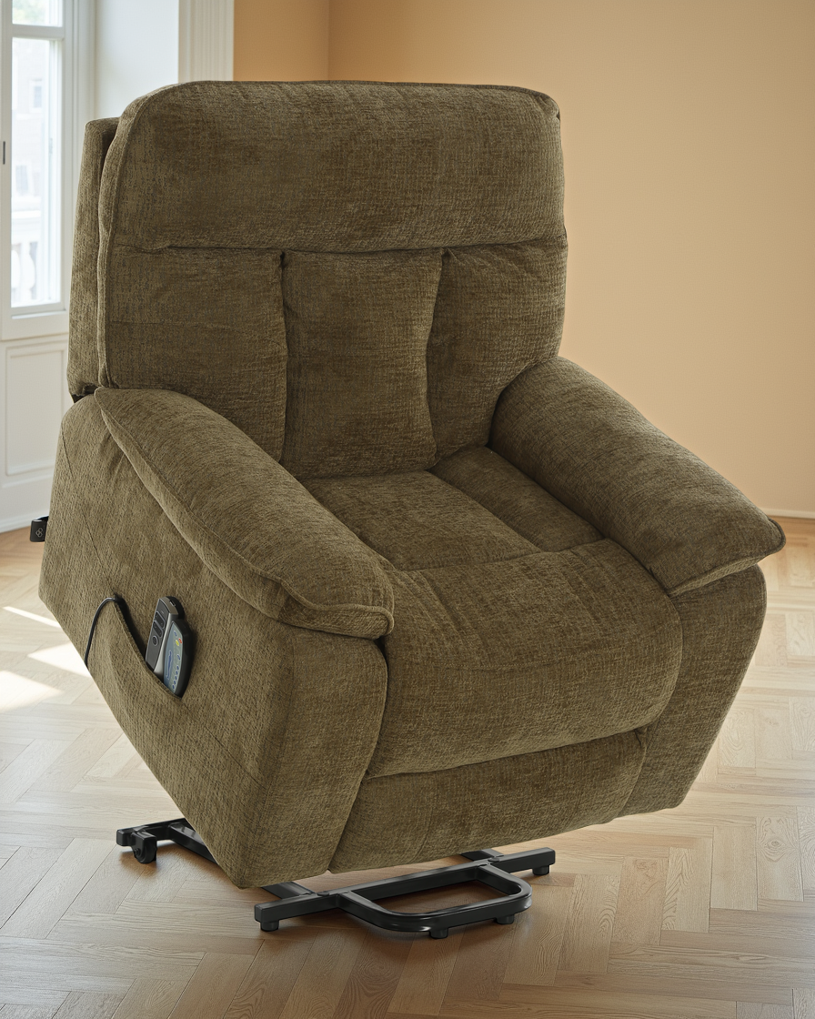 Amsterdam Rise and Recline Massage Chair Brown