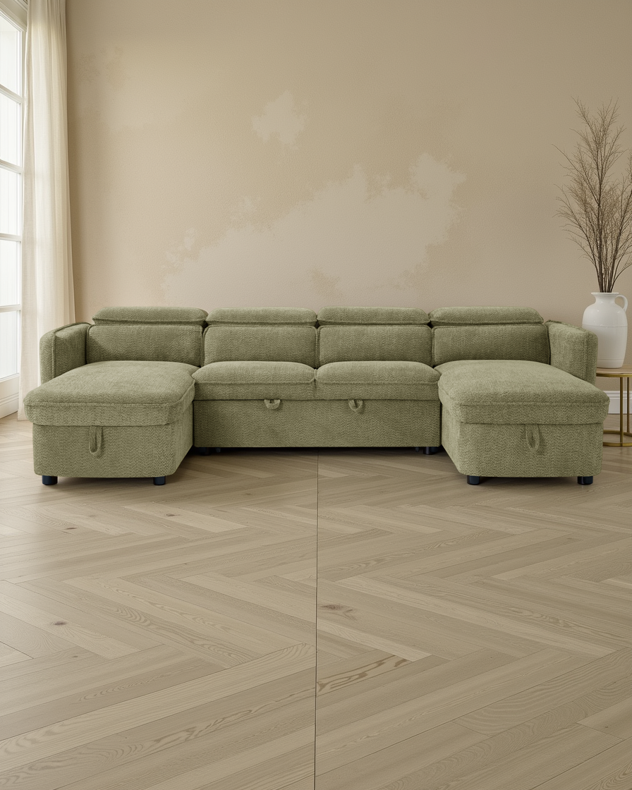 Vienna Sofabed Green U Shape Corner