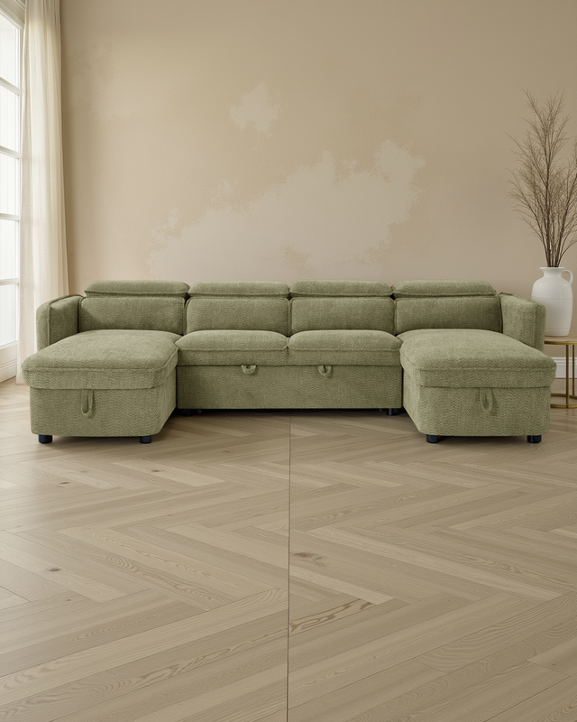 Vienna Sofabed Green U Shape Corner