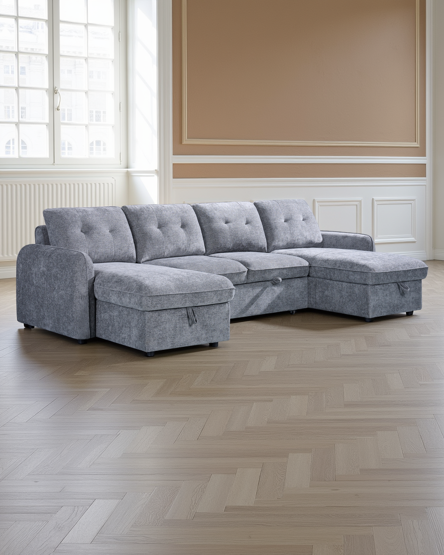 Liverpool Sofabed Grey U Shape Corner