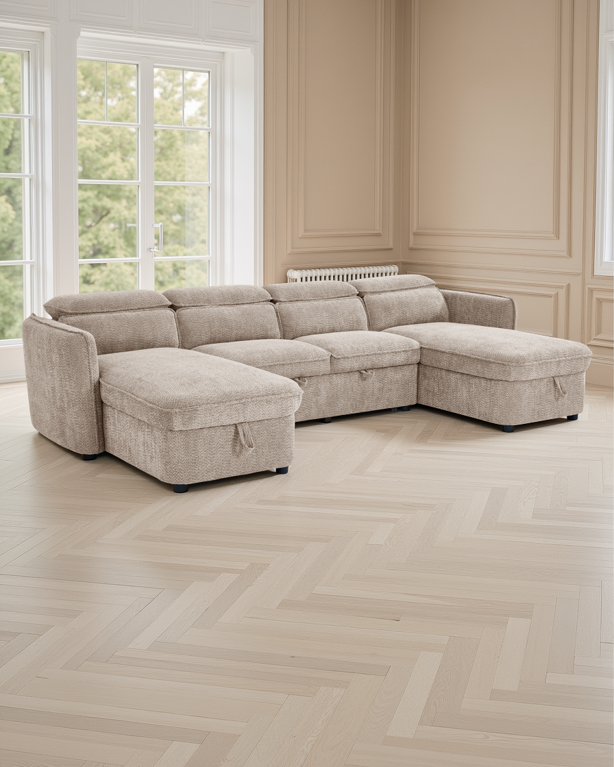 Vienna Sofabed Beige U Shape Corner