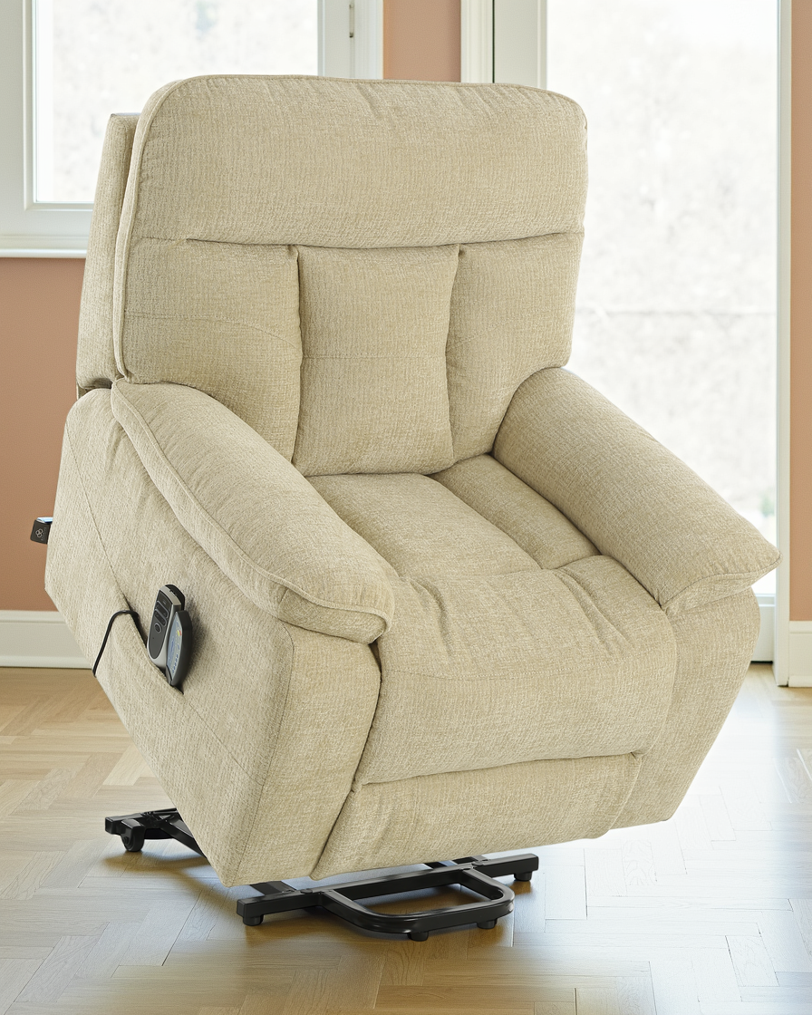 Amsterdam Rise and Recline Massage Chair Beige