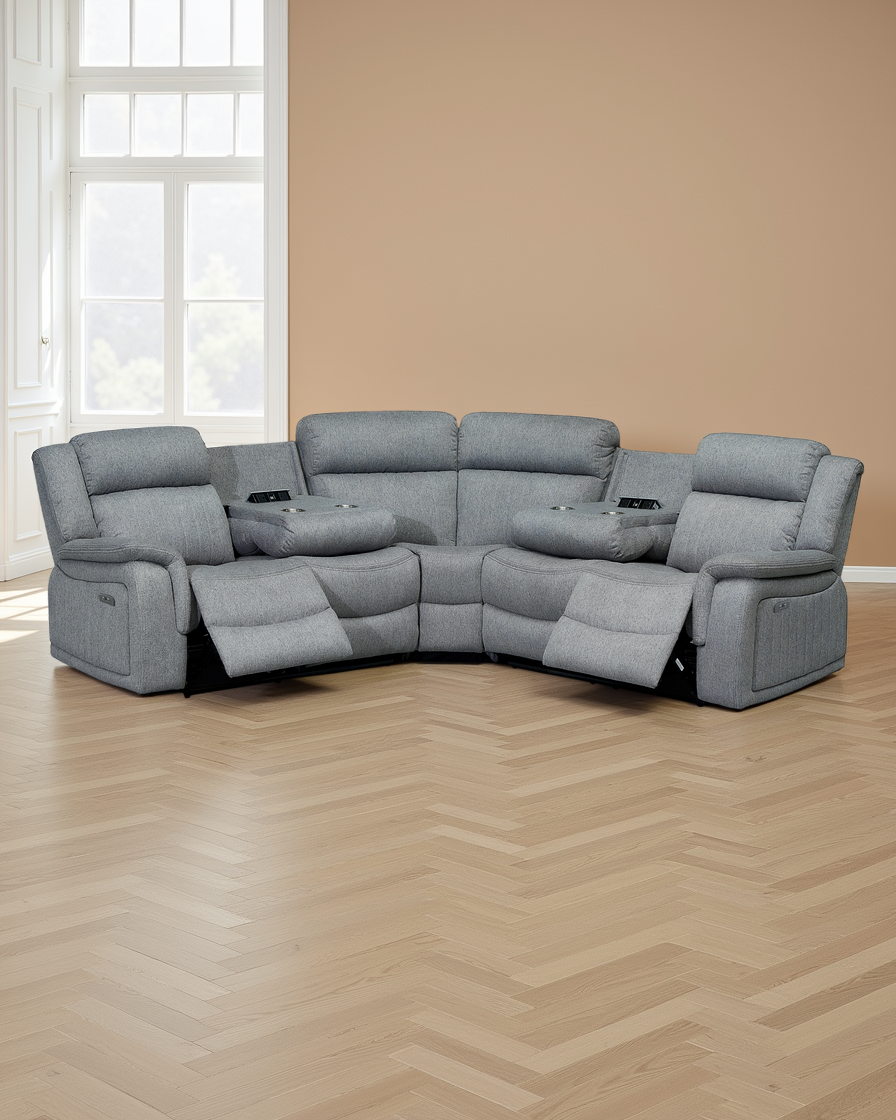 Belfast Recliner Sofa Grey Large Corner