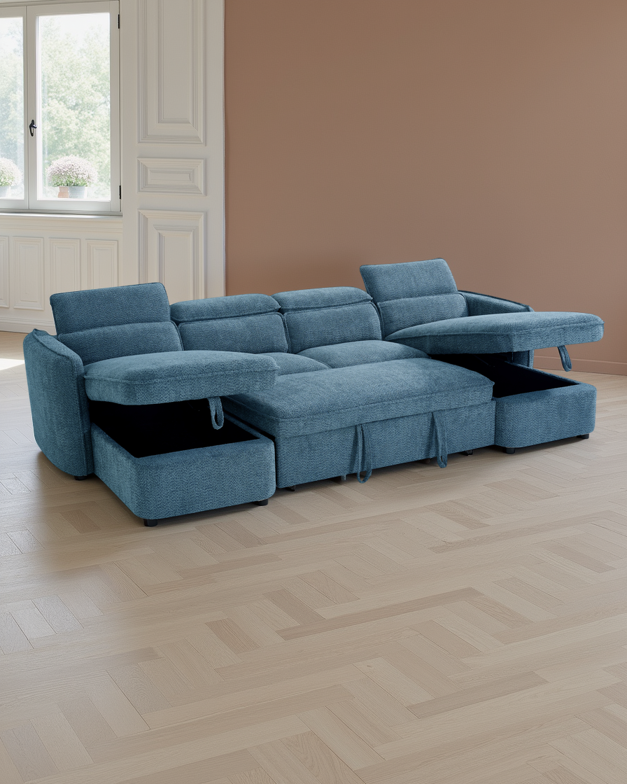 Vienna Sofabed Blue U Shape Corner