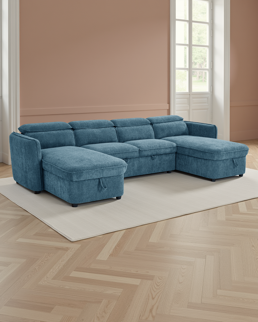Vienna Sofabed Blue U Shape Corner