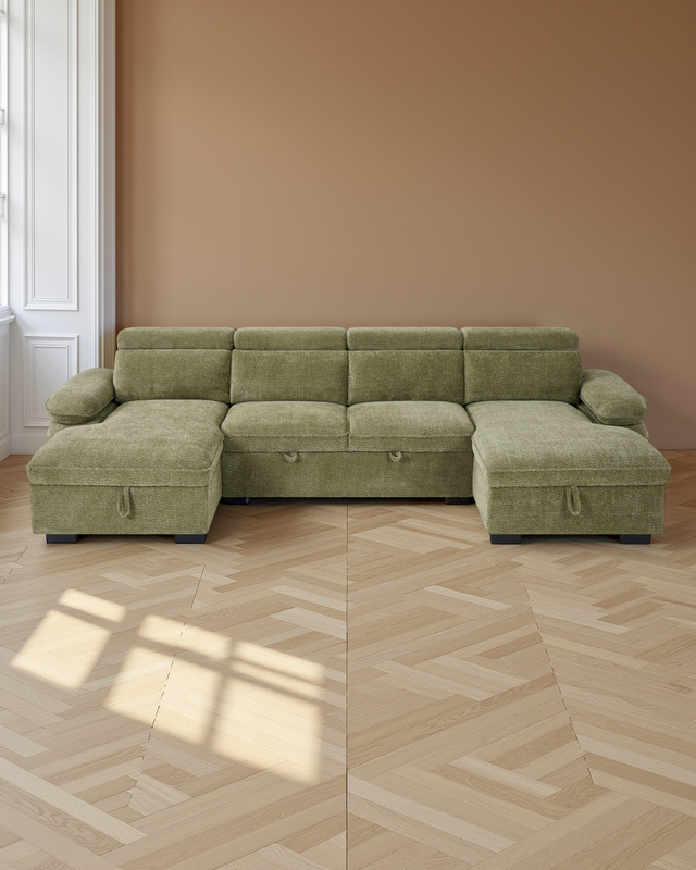 Valencia Sofabed Green U Shape Corner