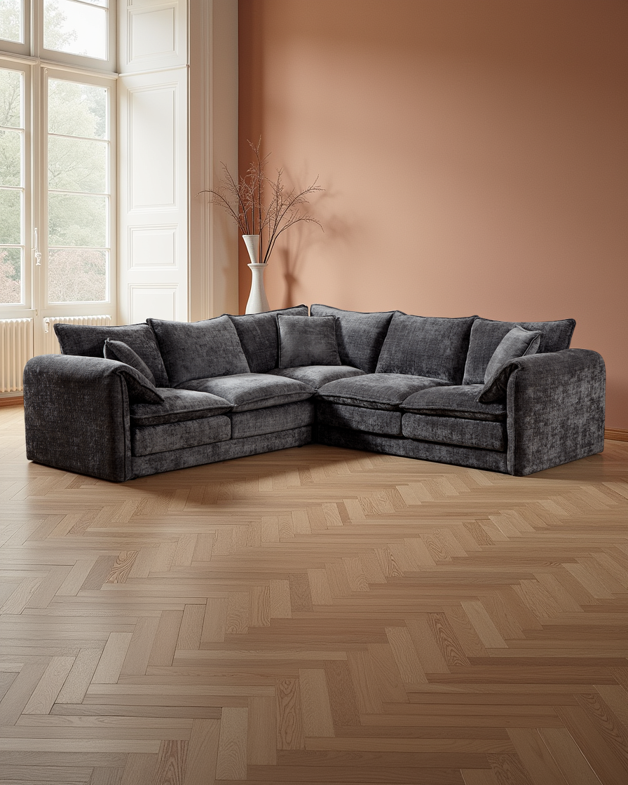 Riga Sofa Black Large Corner