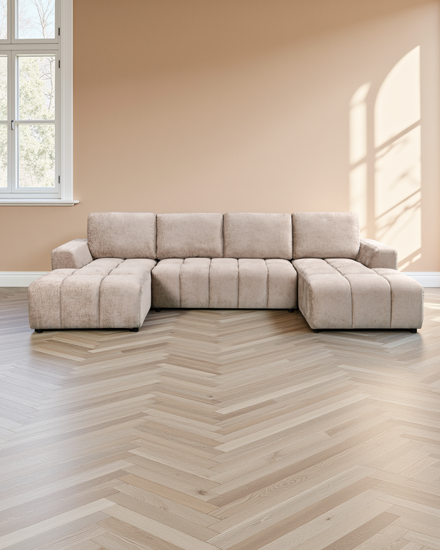 Helsinki Luxury Beige U Shape Corner Sofabed