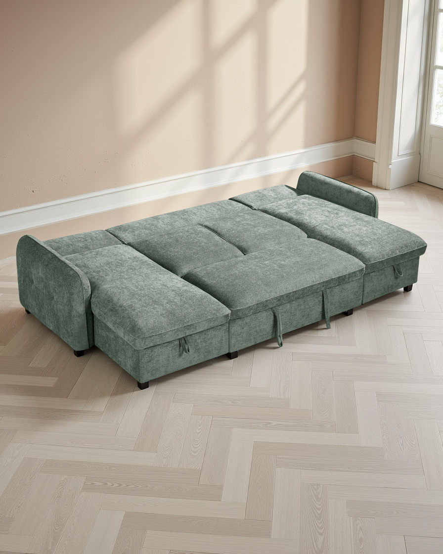 Liverpool Sofabed Green U Shape Corner