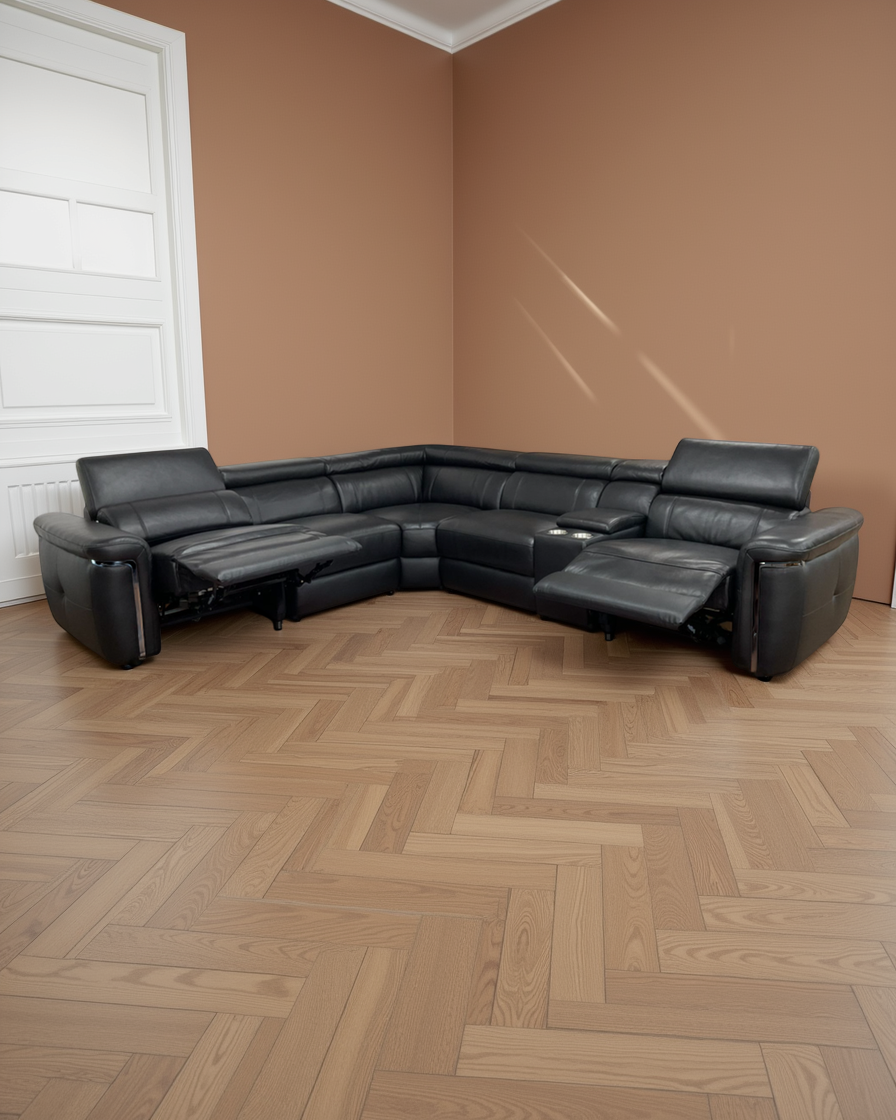 Vilnius Electric Recliner Sofa Black Large Corner