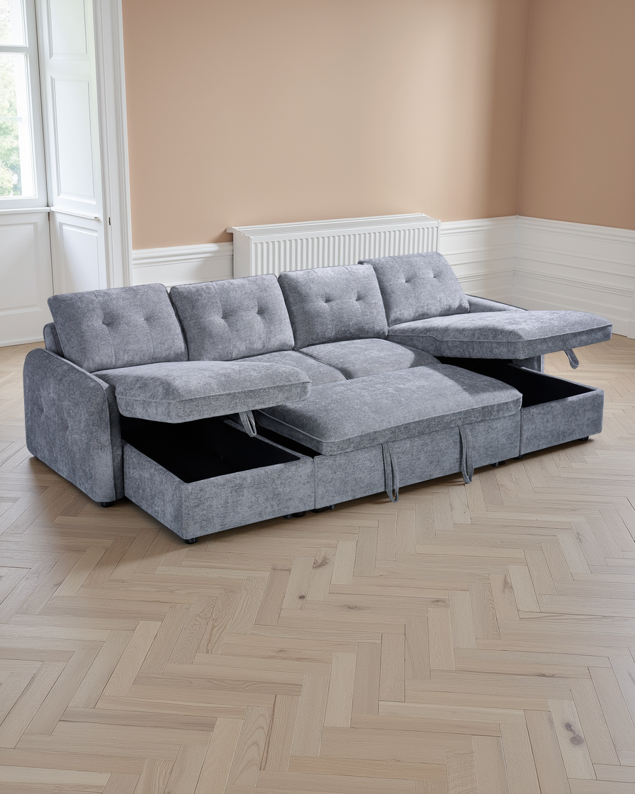 Liverpool Sofabed Grey U Shape Corner