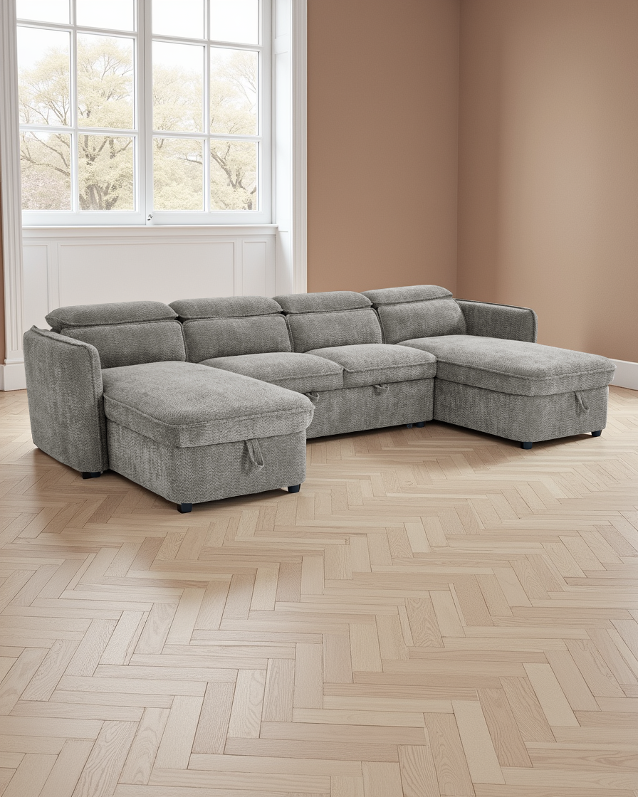 Vienna Sofabed Grey U Shape Corner