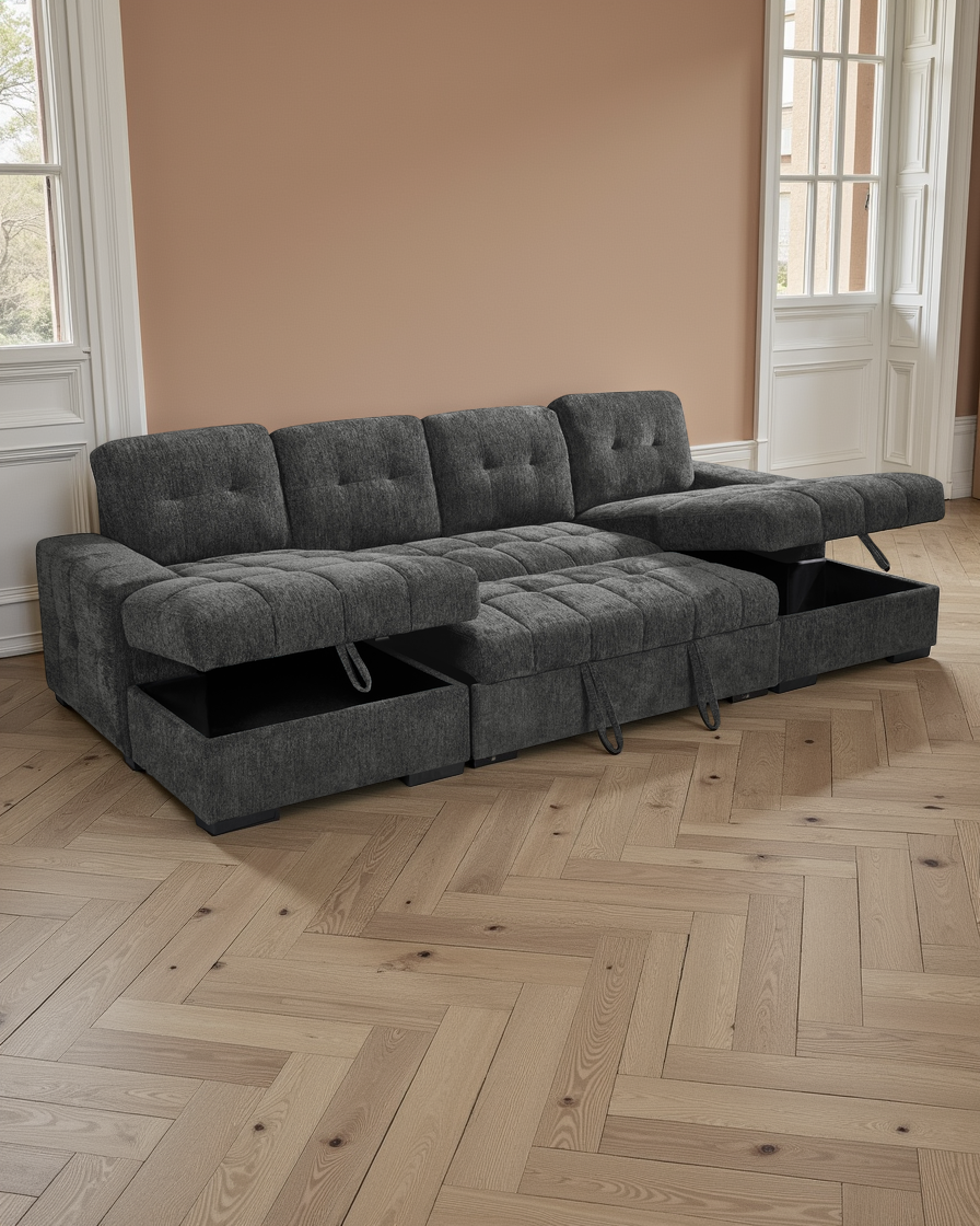 Oslo Sofabed Grey U Shape Corner