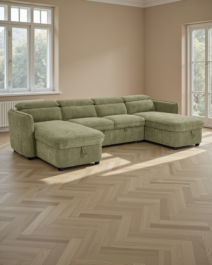 Vienna Sofabed Green U Shape Corner