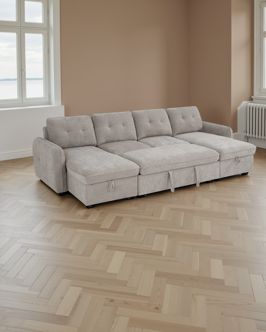 Liverpool Sofabed Beige U Shape Corner