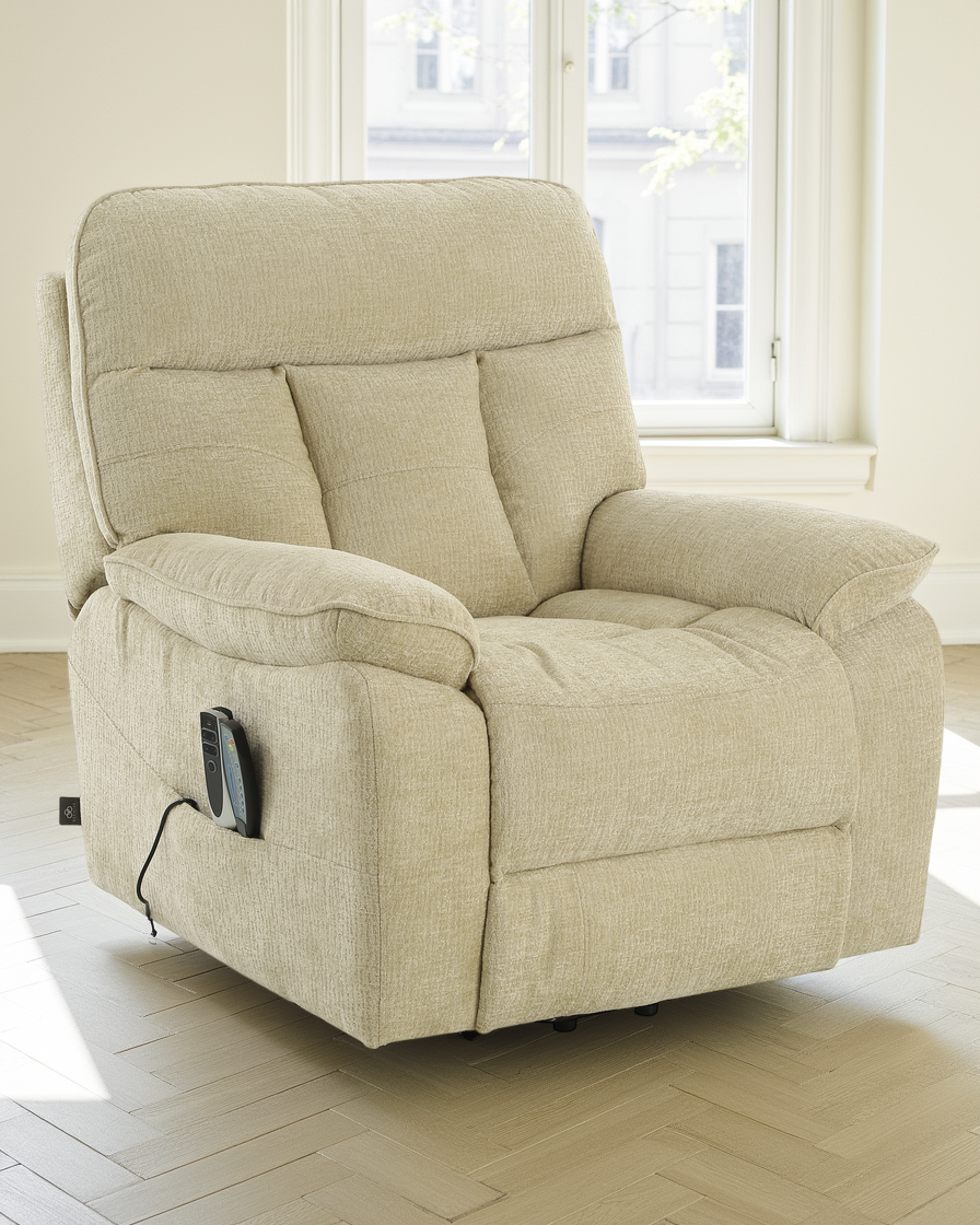 Amsterdam Rise and Recline Massage Chair Beige