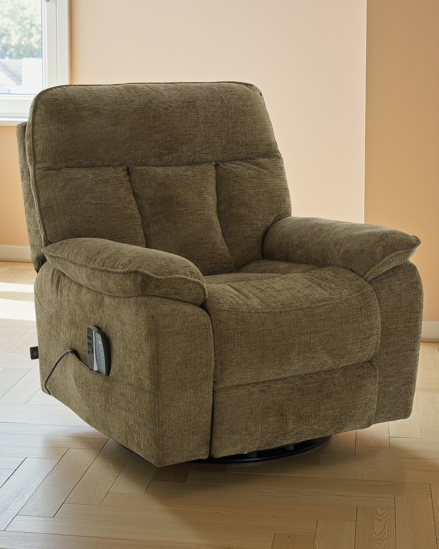 Amsterdam Rise and Recline Massage Chair Brown