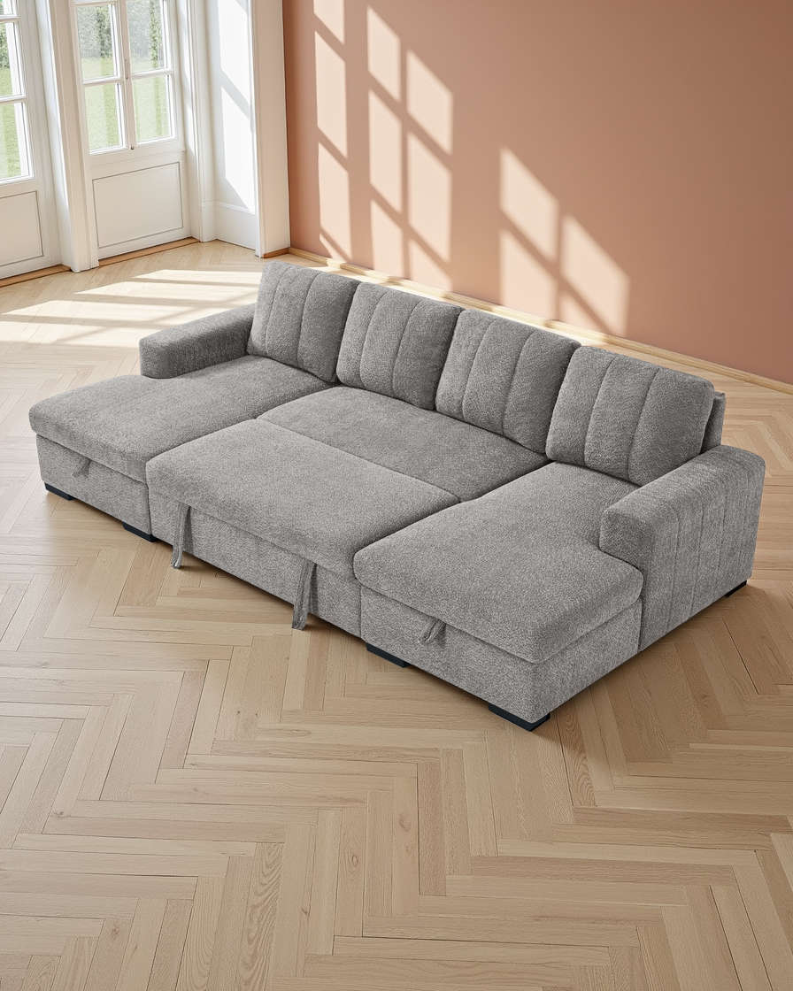 Warsaw Sofabed Grey U Shape Corner
