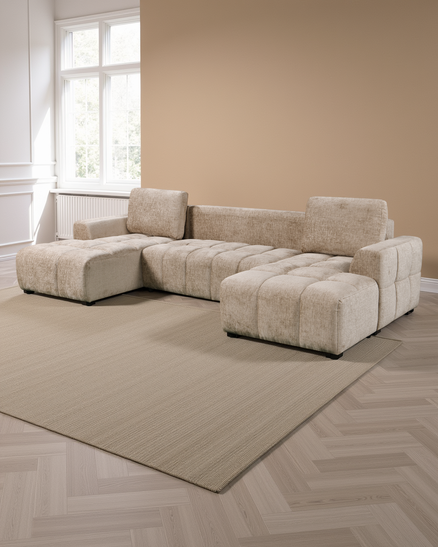 Helsinki Luxury Beige U Shape Corner Sofabed
