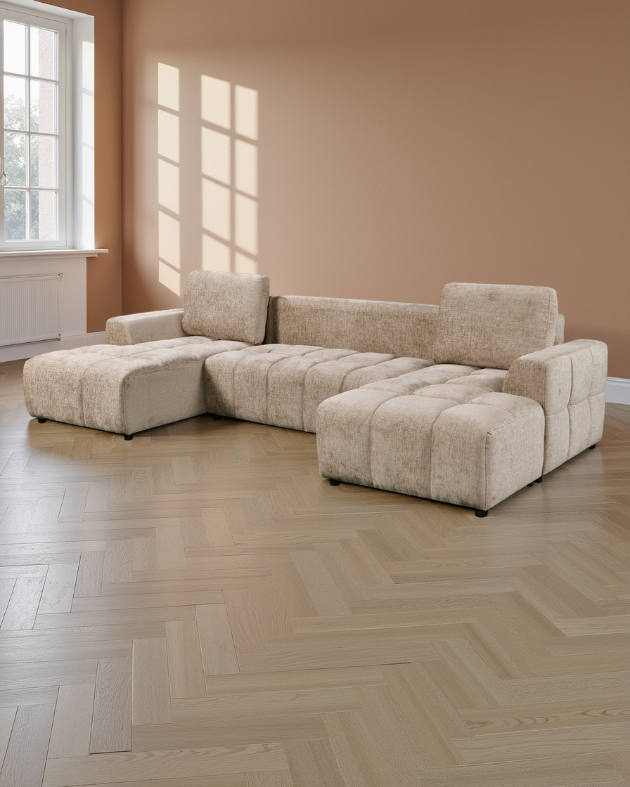 Helsinki Luxury Beige U Shape Corner Sofabed