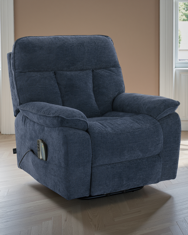 Amsterdam Rise and Recline Massage Chair Blue