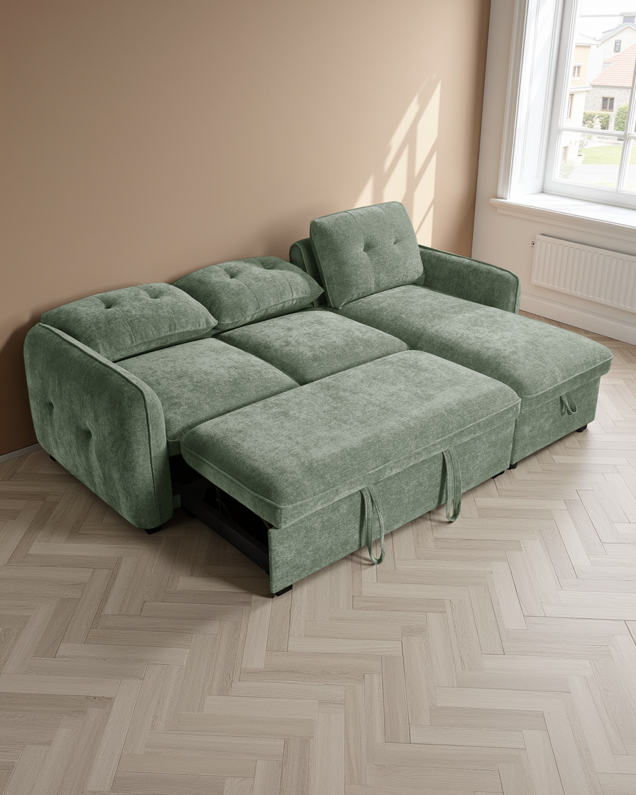 Liverpool Sofabed Green Universal Corner