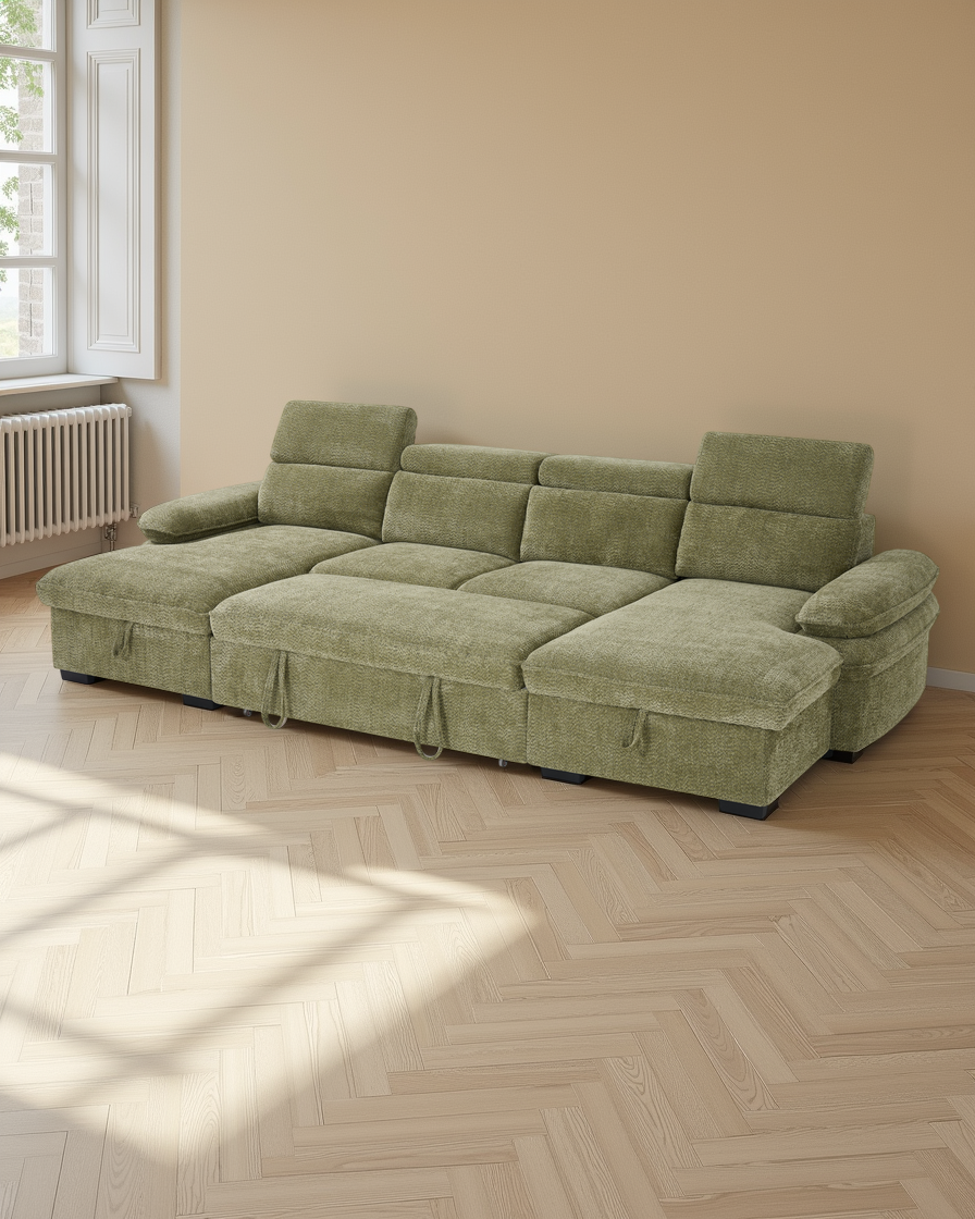 Valencia Sofabed Green U Shape Corner