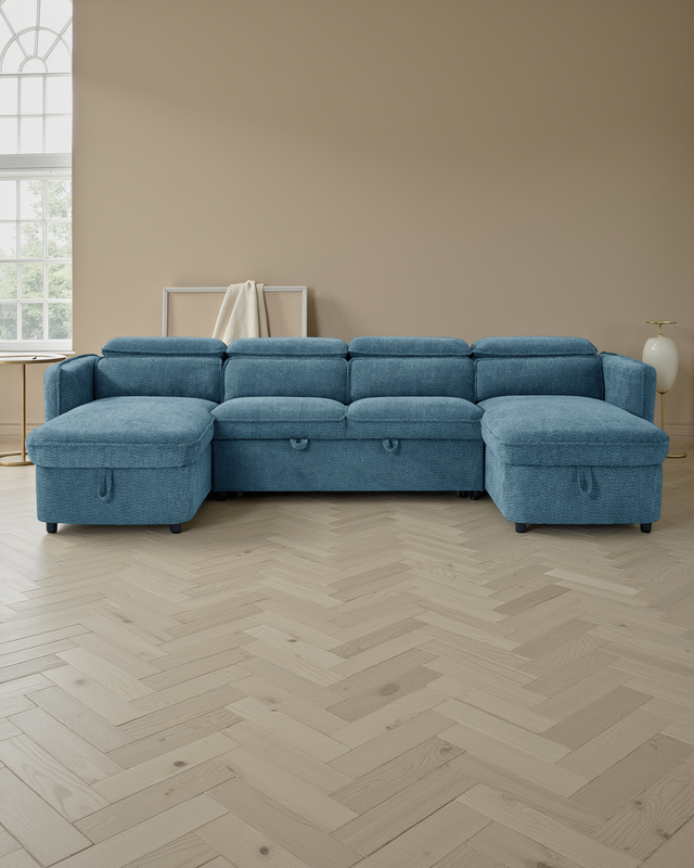 Vienna Sofabed Blue U Shape Corner