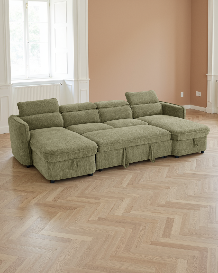 Vienna Sofabed Green U Shape Corner