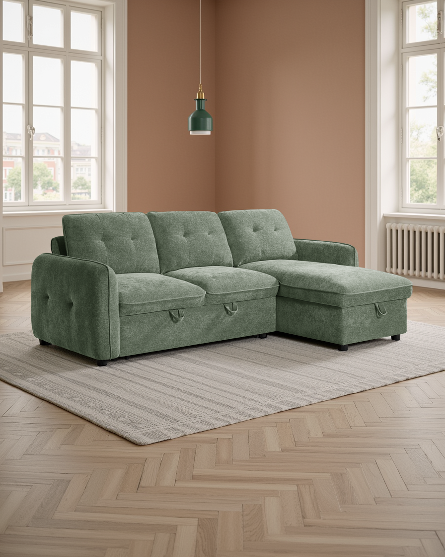 Liverpool Sofabed Green Universal Corner