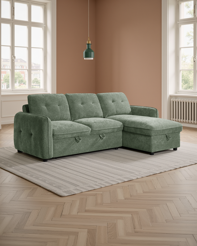 Liverpool Sofabed Green Universal Corner