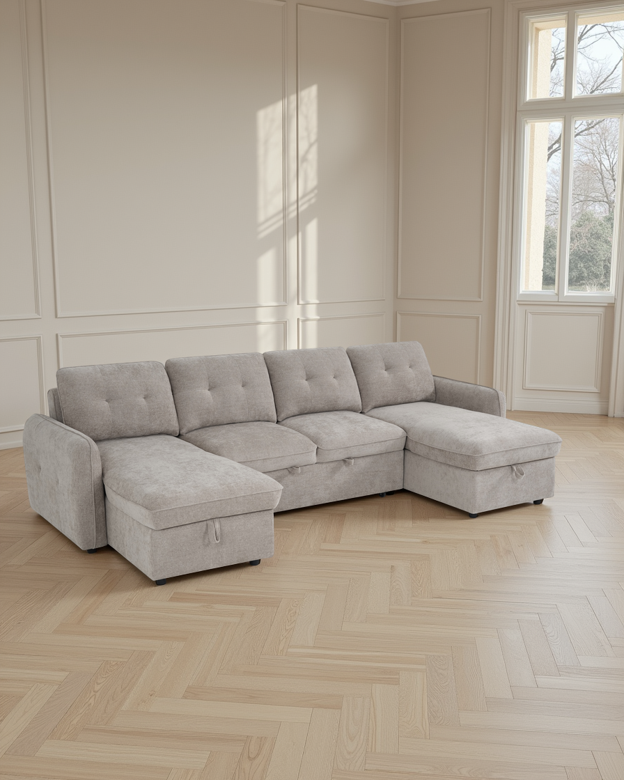 Liverpool Sofabed Beige U Shape Corner
