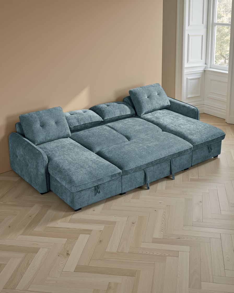Liverpool Sofabed Blue U Shape Corner