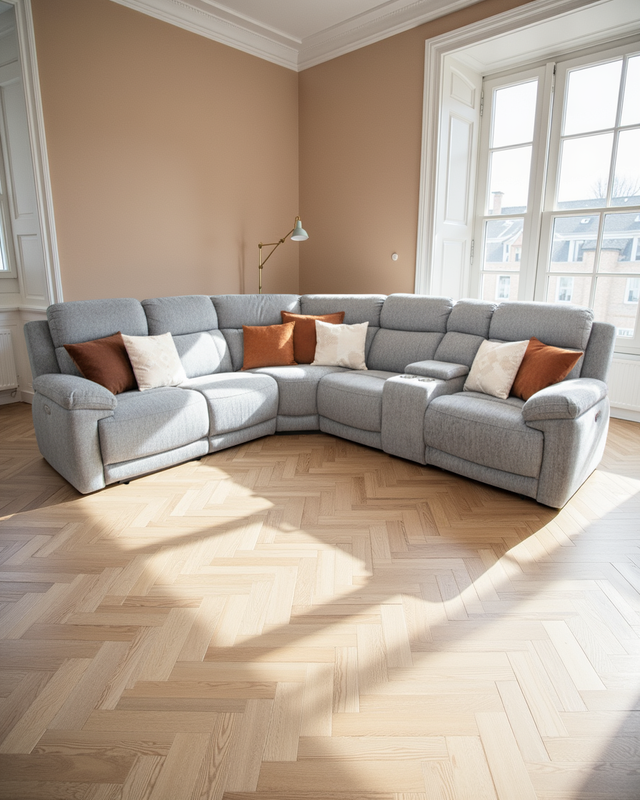 Cardiff Electric Recliner Sofa Grey Large Corner