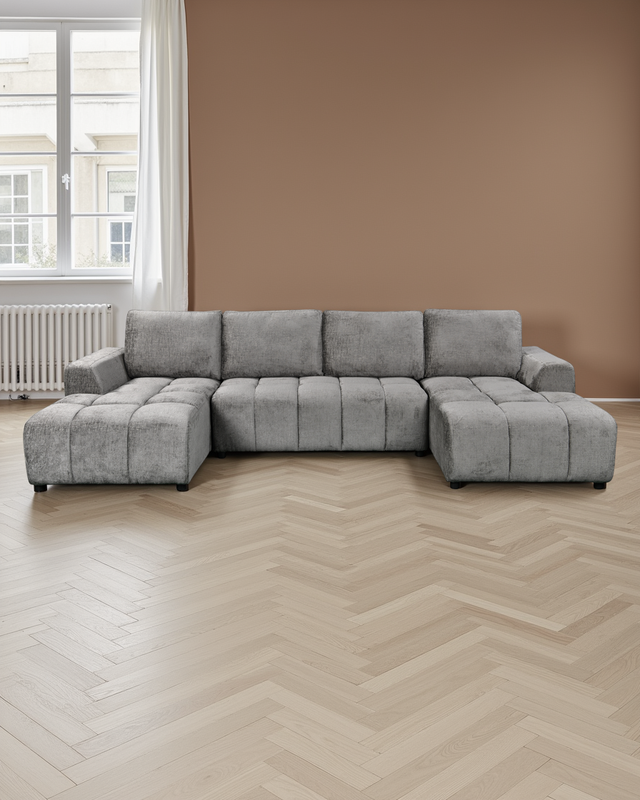 Helsinki Luxury Grey U Shape Corner Sofabed