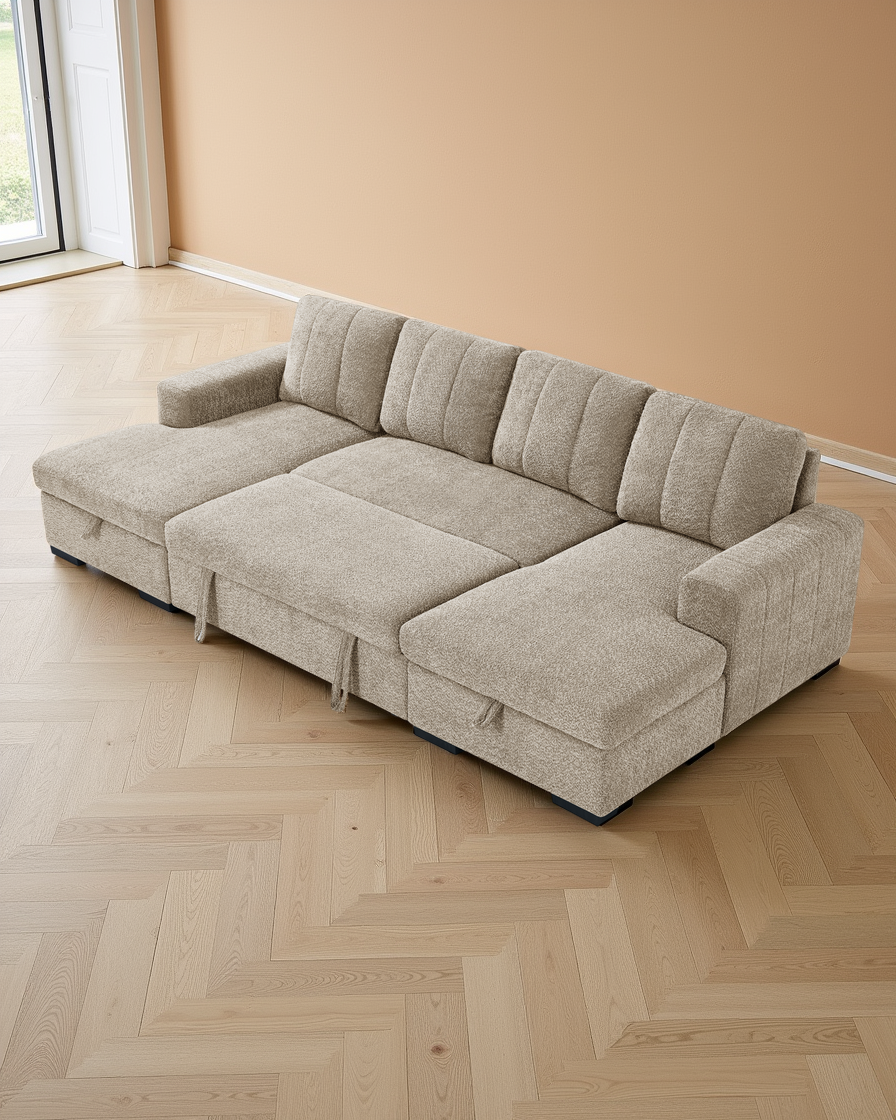 Warsaw Sofabed Beige U Shape Corner