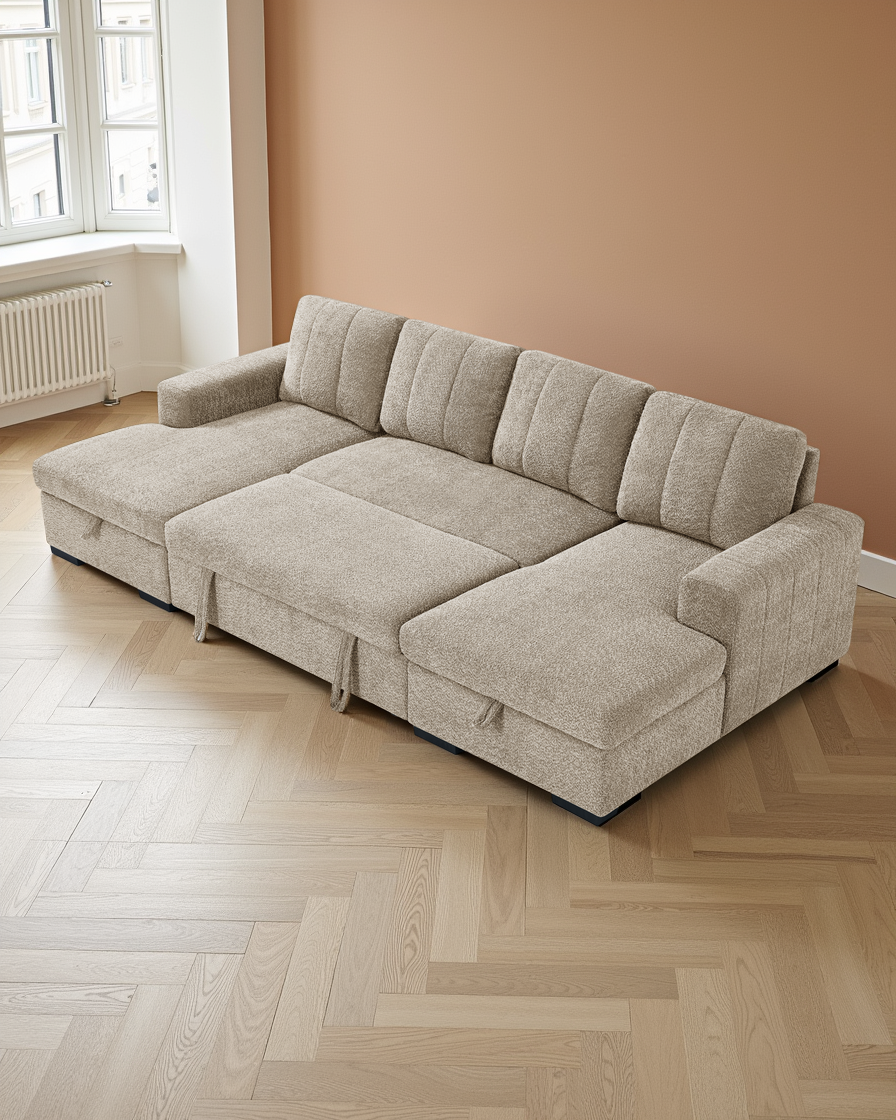 Warsaw Sofabed Beige U Shape Corner