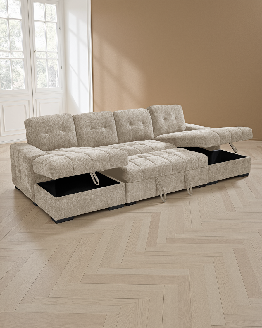 Oslo Sofabed Beige U Shape Corner