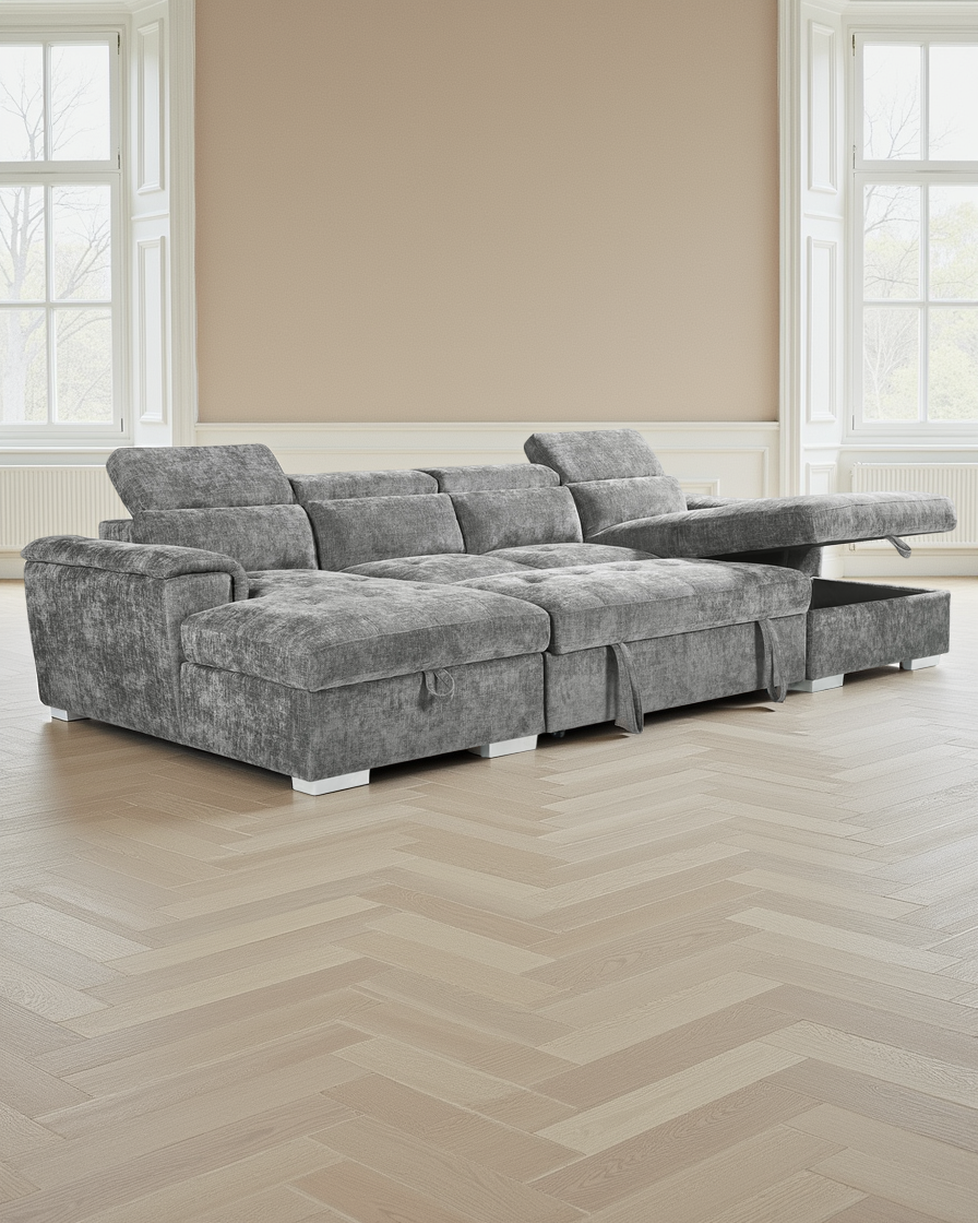 London Sofabed Grey U Shape Corner